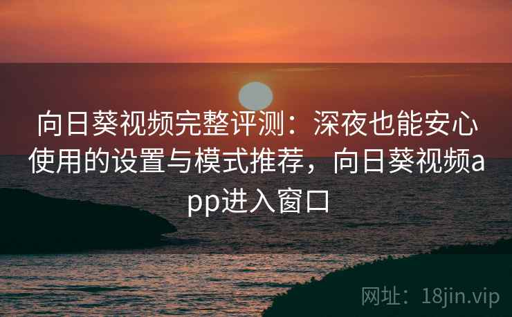 向日葵视频完整评测：深夜也能安心使用的设置与模式推荐，向日葵视频app进入窗口
